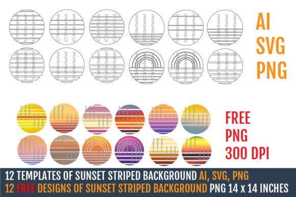 Vintage Sunset Templates for Real Embroidery Work